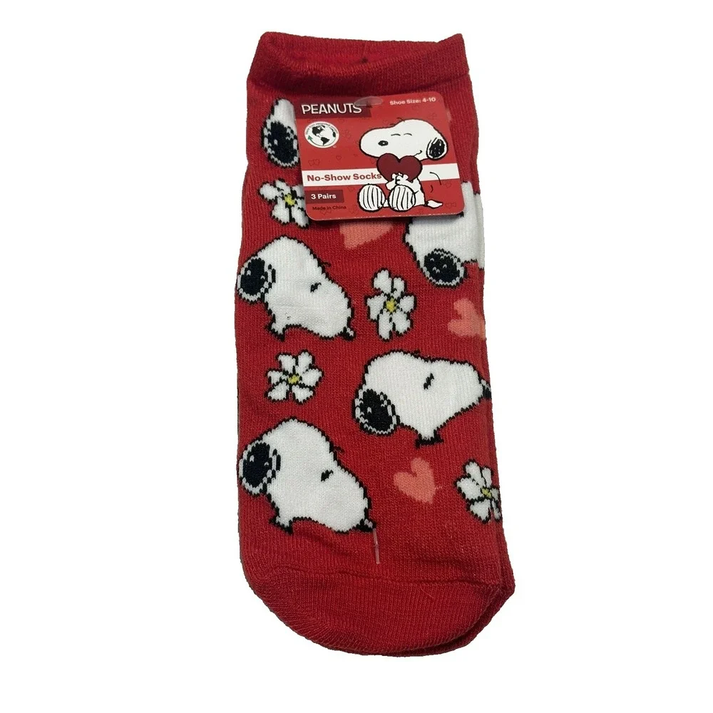 3 pairs womens peanuts no show low cut ankle socks shoe size‎ 4-10